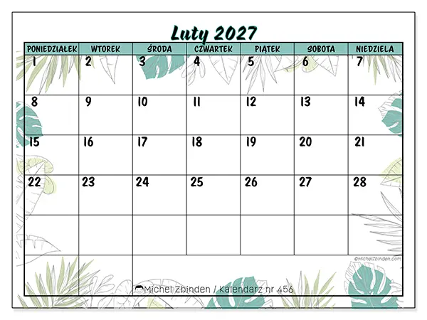 Kalendarz do druku na luty 2027 - Natura i ogród