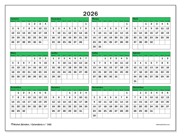 Calendário anual 2026 para imprimir - Esperança para o futuro