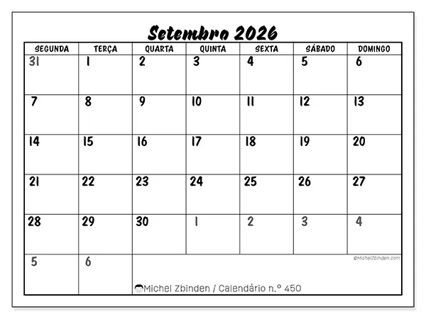 Calendário de setembro de 2026 para imprimir - Organização detalhada