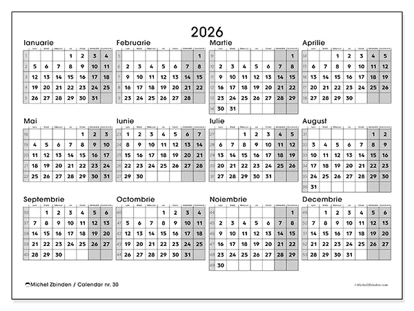 Calendar anual de tipărit