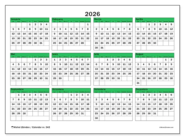 Calendar anual 2026 de tipărit - Speranță pentru viitor