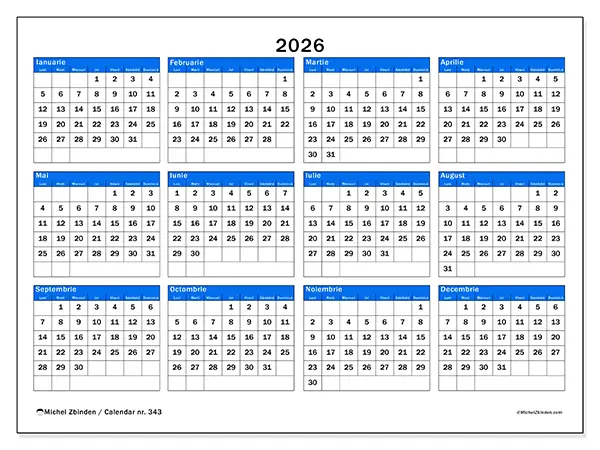Calendar anual 2026 de tipărit - Viziune strategică