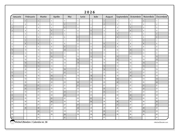 Calendar anual 2026 de tipărit - Liste practice