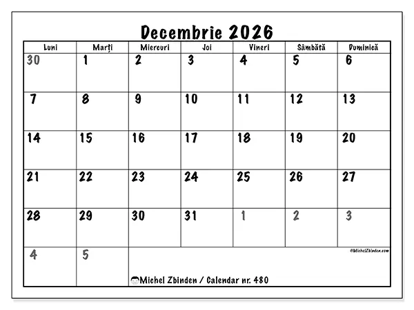 Calendar decembrie 2026 de tipărit - Planificare completă