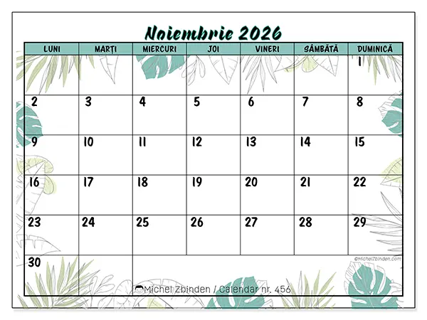 Calendar noiembrie 2026 de tipărit - Natură și grădină