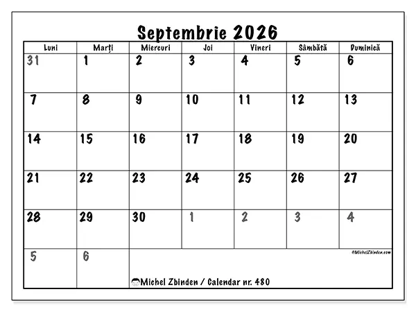 Calendar septembrie 2026 de tipărit - Planificare completă