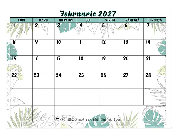 Calendar februarie 2027 de tipărit - Natură și grădină