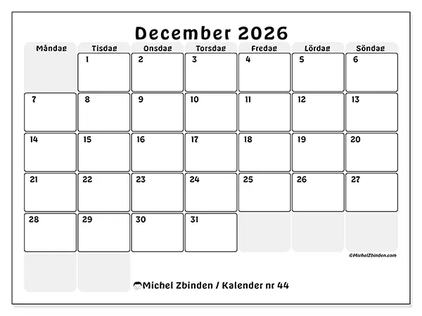 December 2026 månadskalender att skriva ut - Strukturerad planering