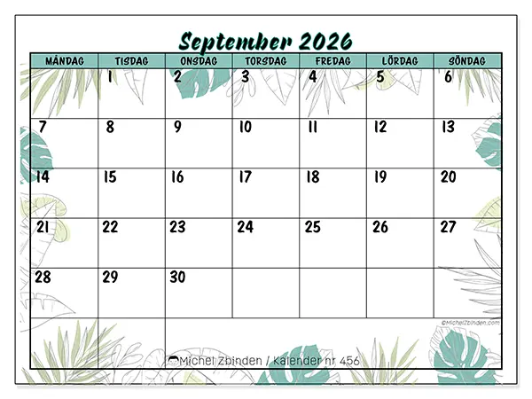 September 2026 månadskalender att skriva ut - Natur och trädgård
